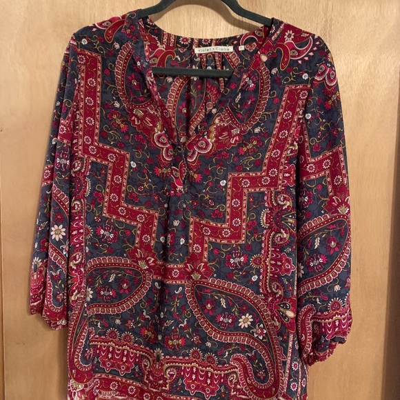 Multi-colored peasant blouse by Violet & Claire, M - Picture 1 of 1
